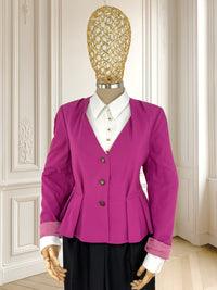Sacou fuchsia cu croi peplum potrivit pentru M/L