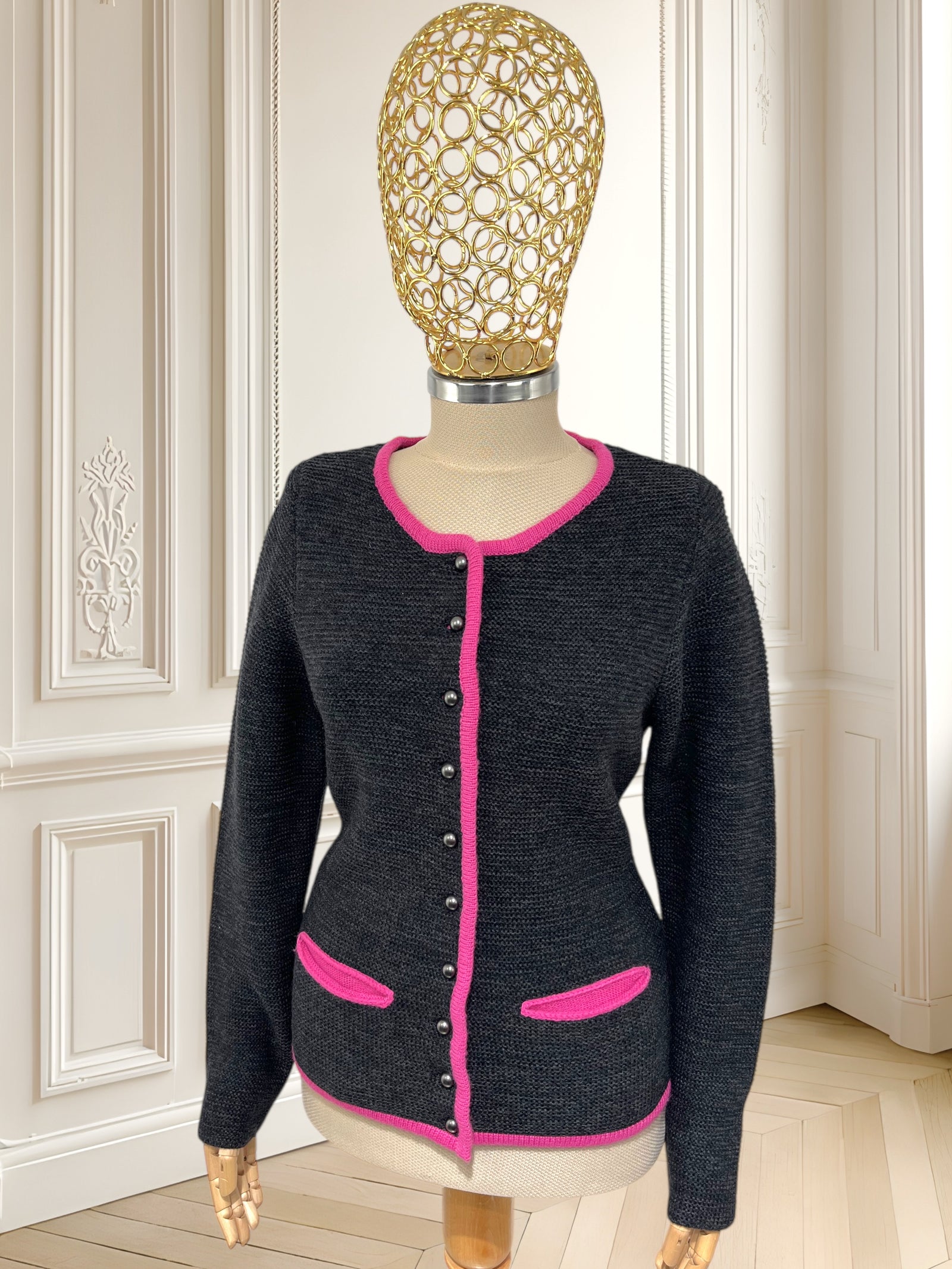 Cardigan vintage din amestec de lână pură potrivit pentru XS/S