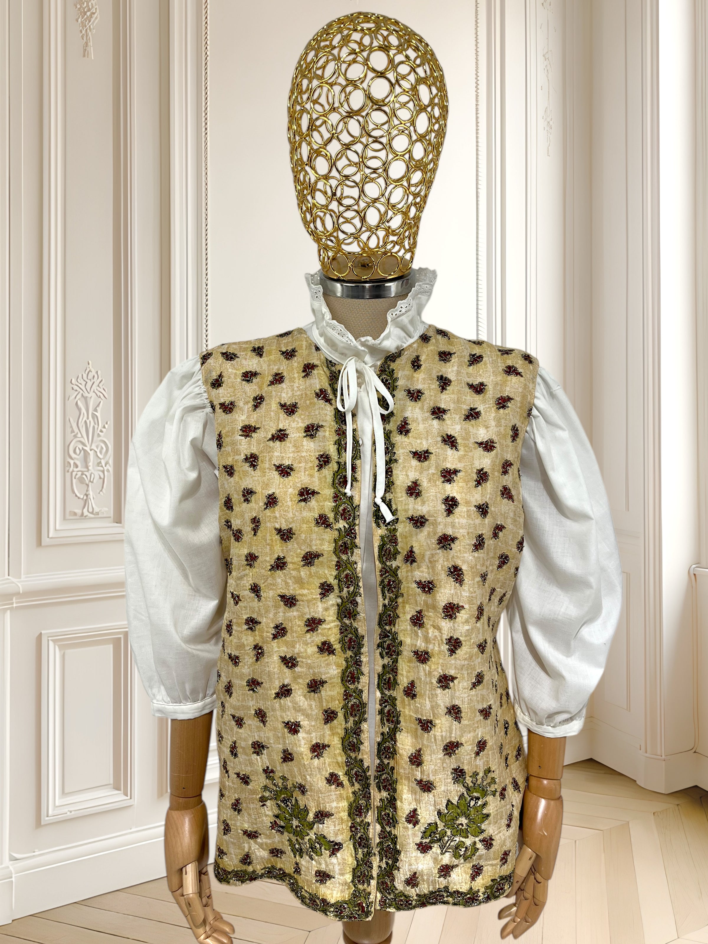 Vestă vintage din mătase naturală lucrată manual mărimea M