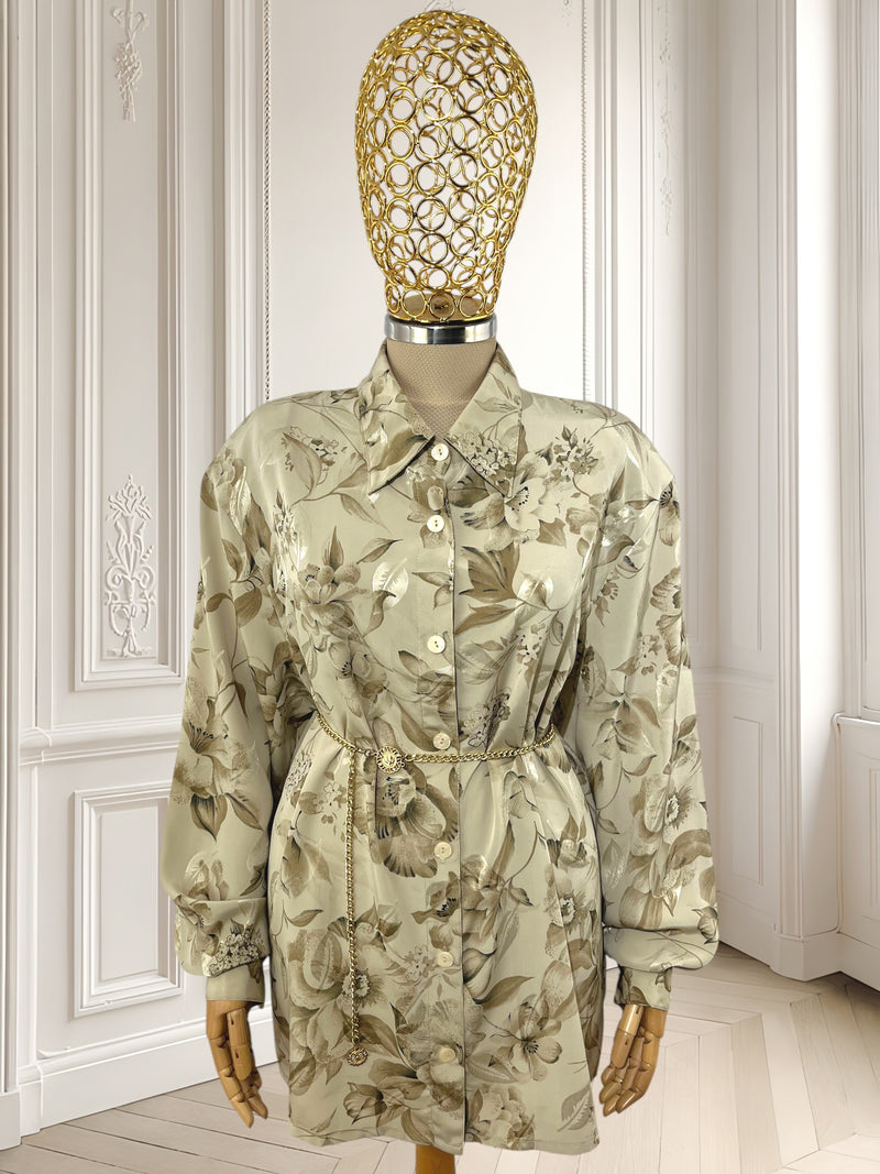 Cămașă crem cu print floral potrivită pentru XL/XXL