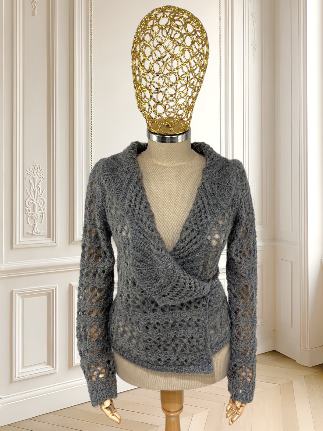 Cardigan din mohair lucrat manual mărimea S