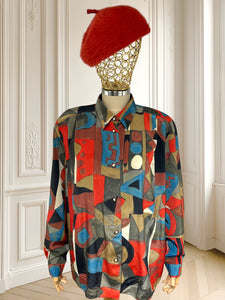 Cămașă vintage cu print geometric mărimea XL