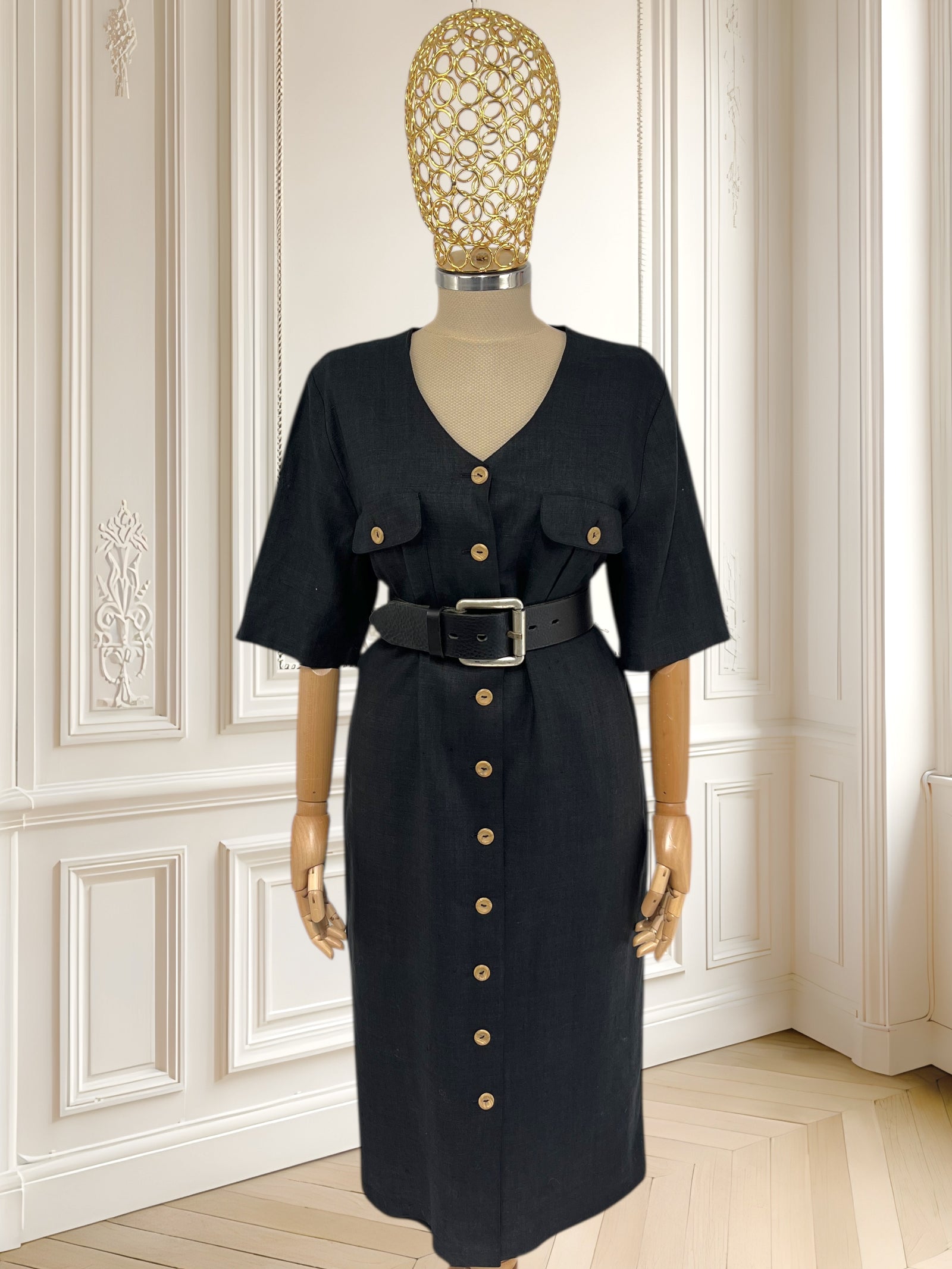 Rochie vintage din amestec de in mărimea L