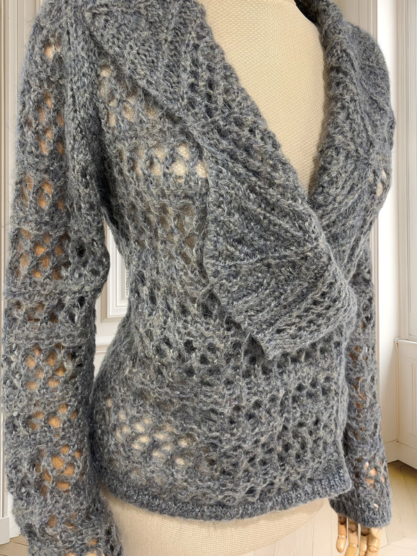 Cardigan din mohair lucrat manual mărimea S