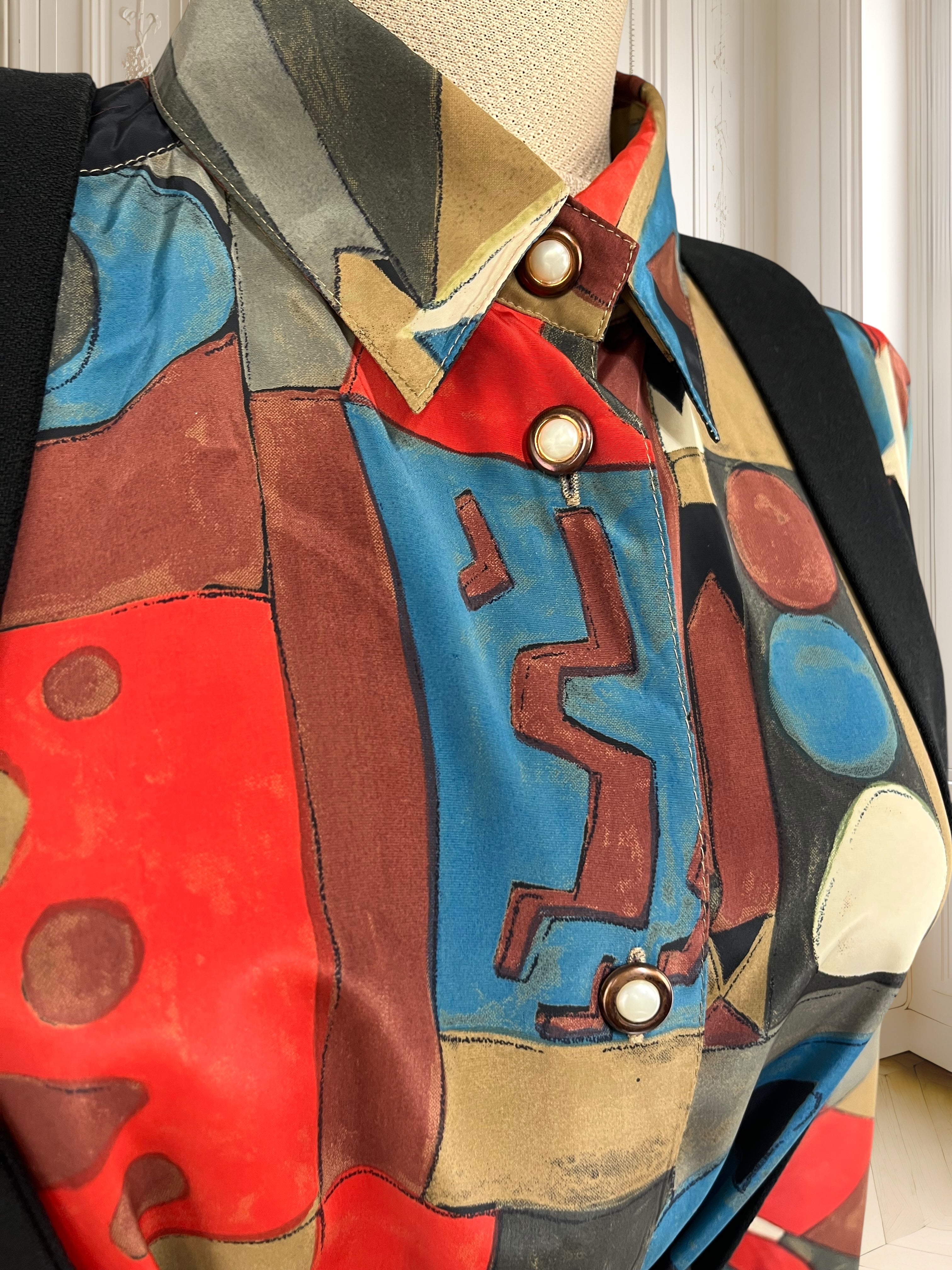 Cămașă vintage cu print geometric mărimea XL