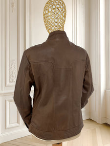 Jachetă maro din piele naturală mărimea M