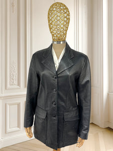 Jachetă din piele + cravată din mătase cadou mărimea M