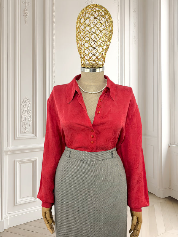 Cămașă vintage din cupro potrivită pentru XL/XXL