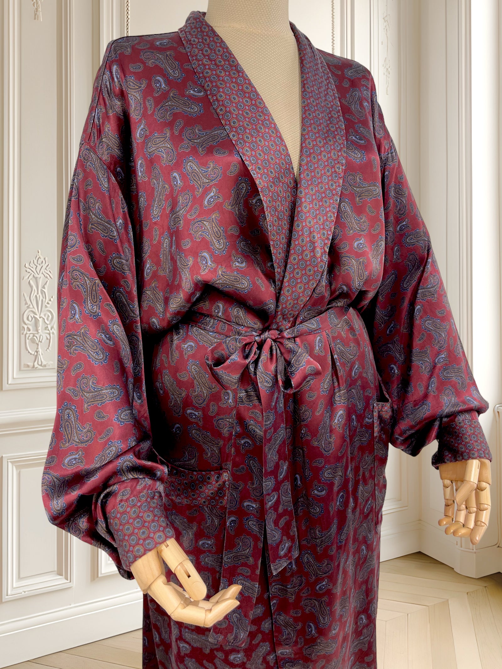 Halat de casă premium cu print paisley potrivit pentru XL/XXL