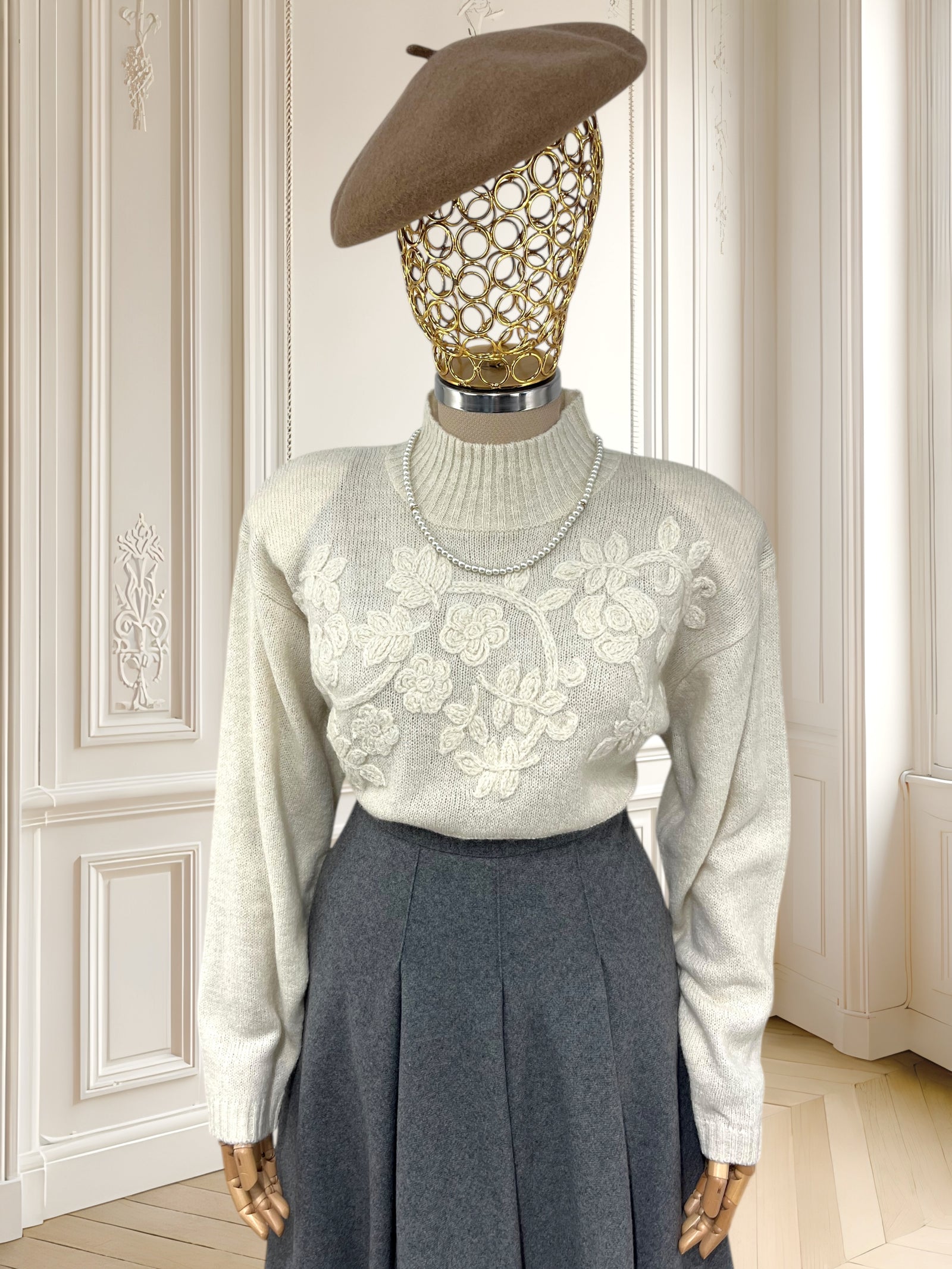 Pulover vintage din amestec de lână potrivit pentru L/XL