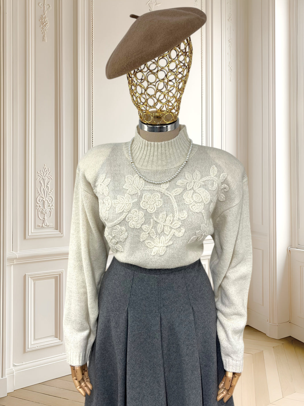 Pulover vintage din amestec de lână potrivit pentru L/XL