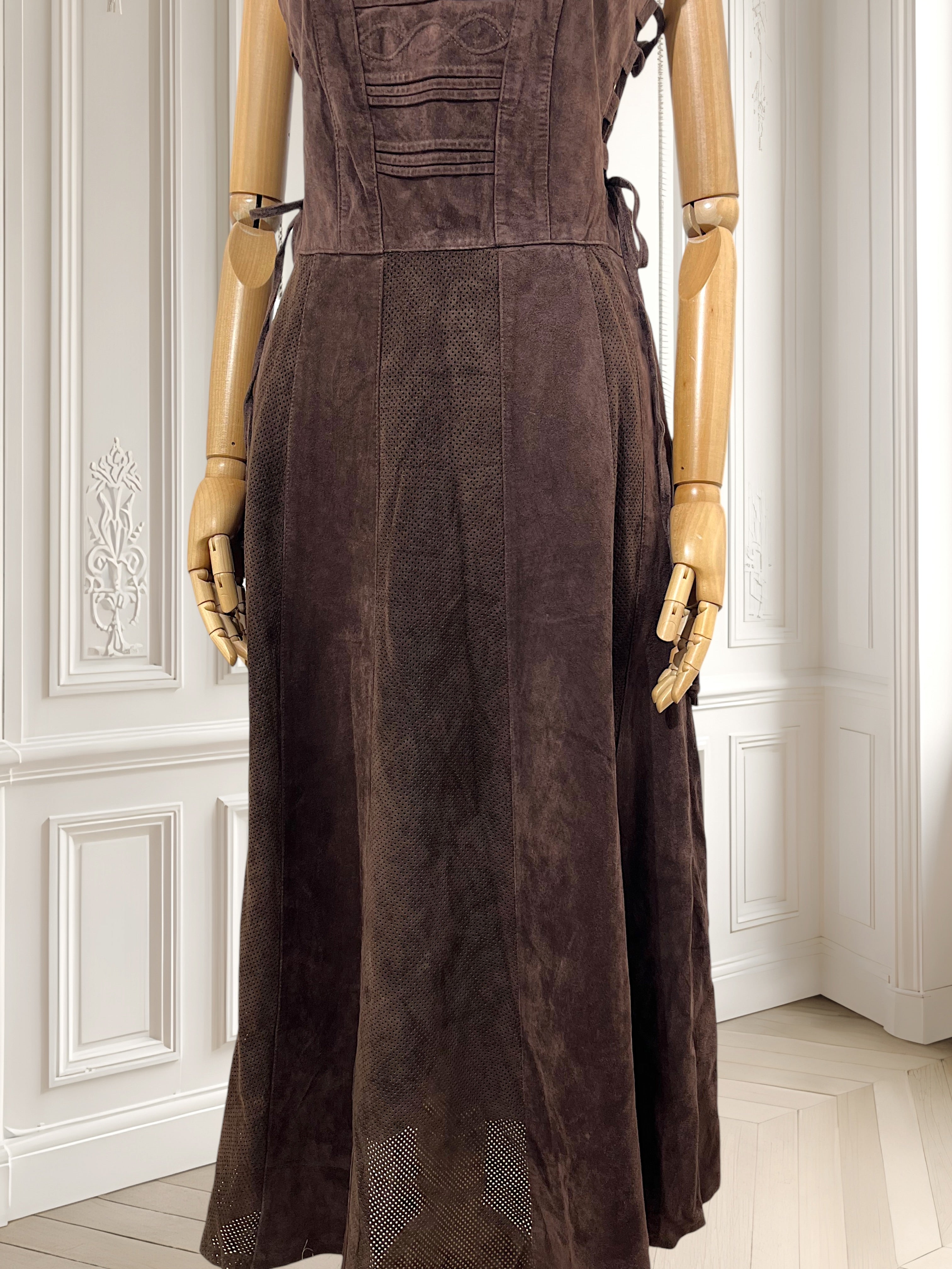 Rochie vintage din piele întoarsă mărimea M