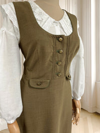 Rochie olive din amestec de lână pură potrivită pentru M/L