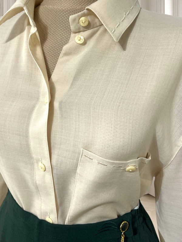 Cămașă vintage din lână pură potrivită pentru L/XL