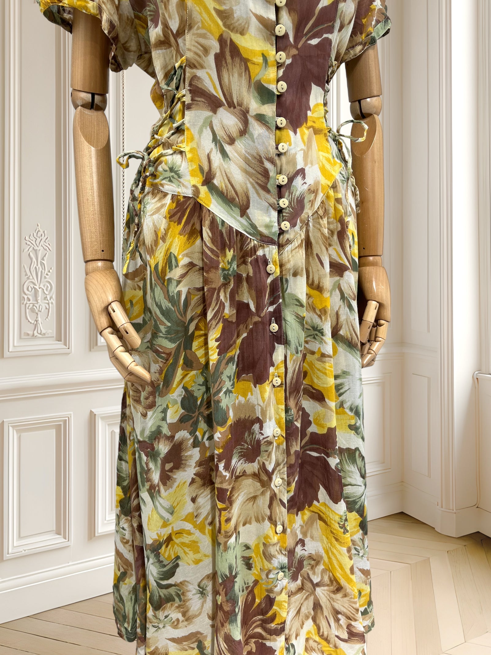 Rochie vintage din pânză fină de vâscoză potrivită pentru M/L