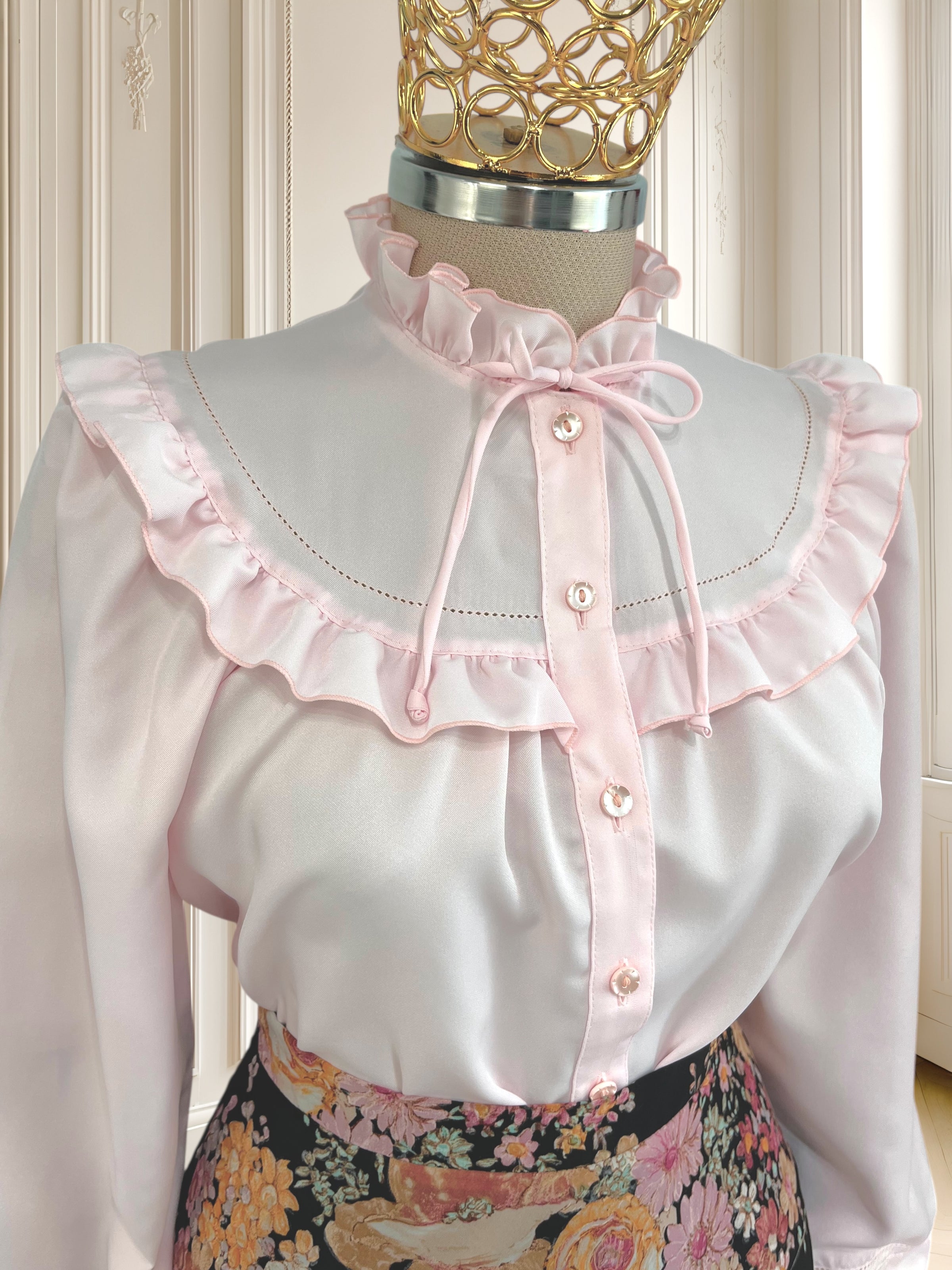 Cămașă vintage roz potrivită pentru M/L
