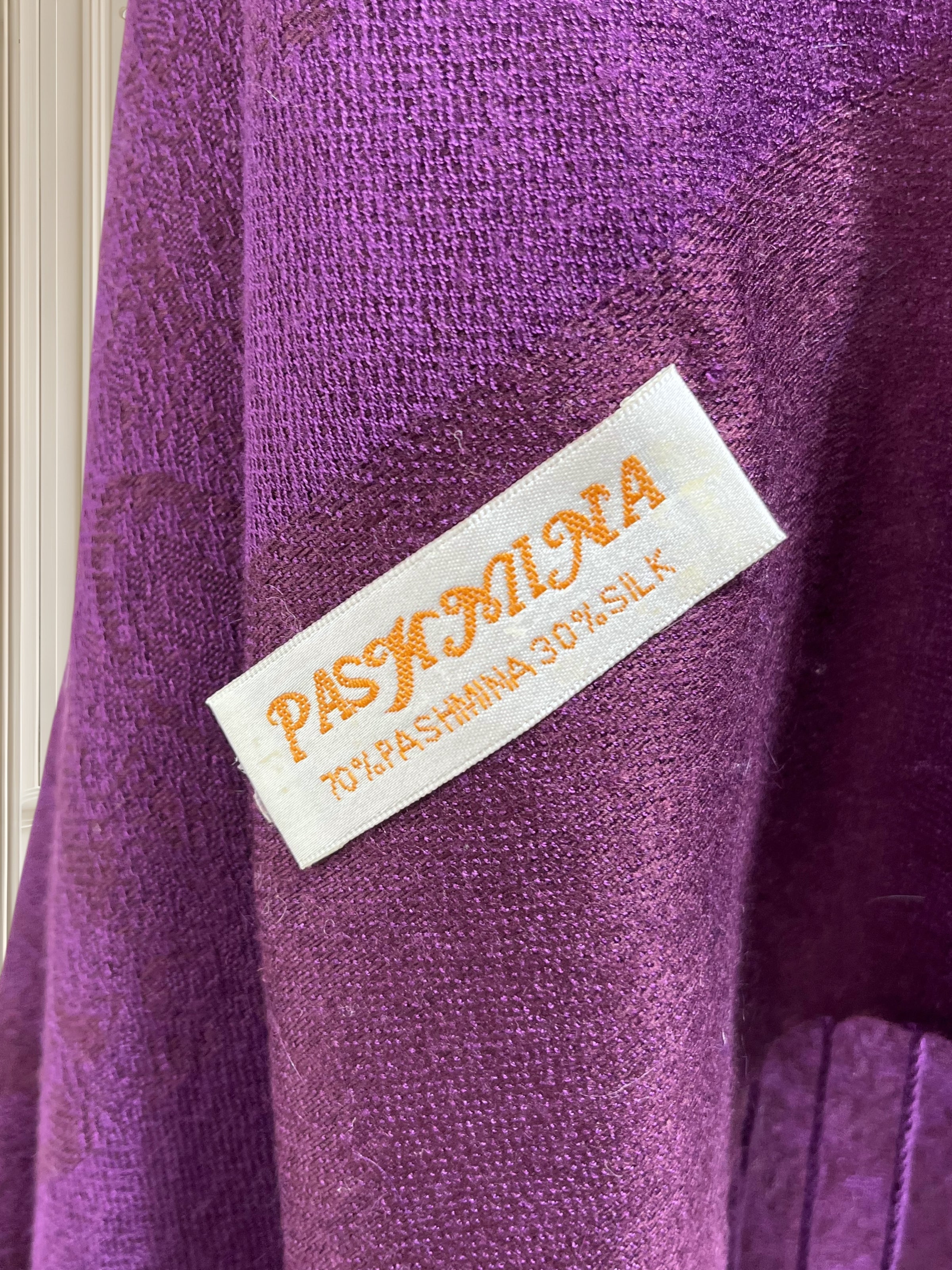 Șal purpuriu din pashmina și mătase