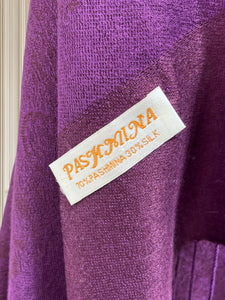 Șal purpuriu din pashmina și mătase