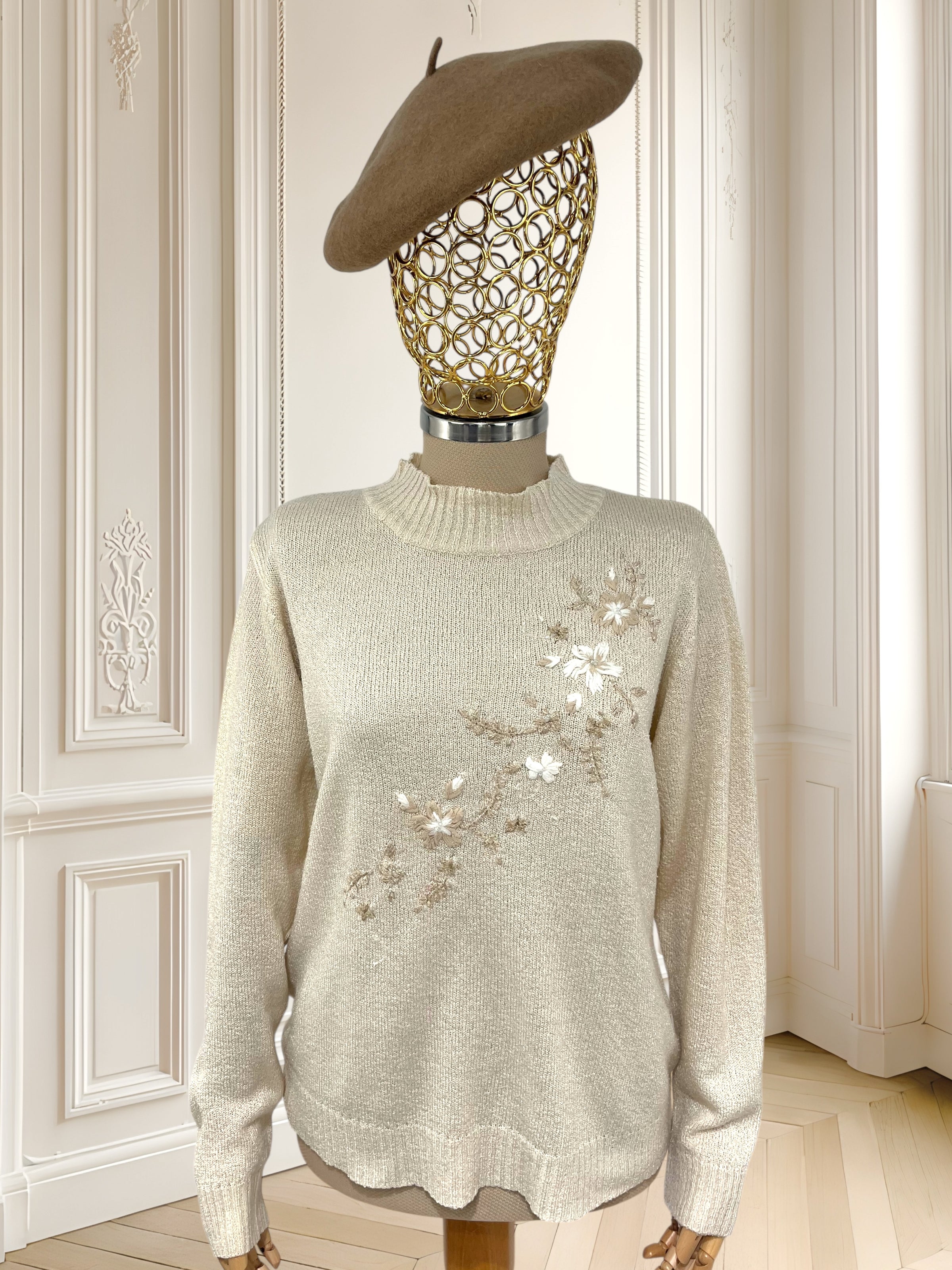 Bluză vintage cu broderie potrivită pentru M/L
