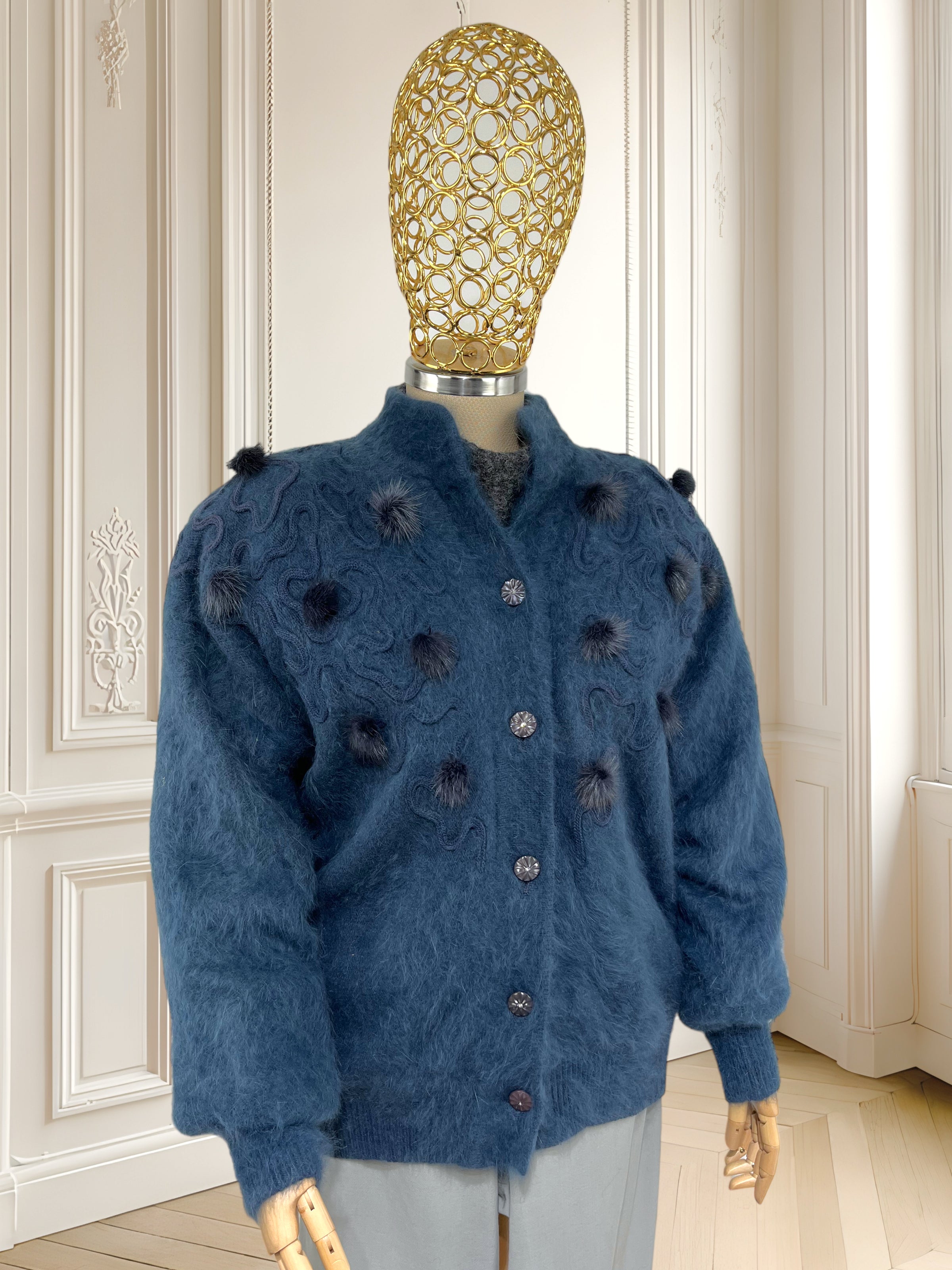 Cardigan vintage din angora potrivit pentru L/XL
