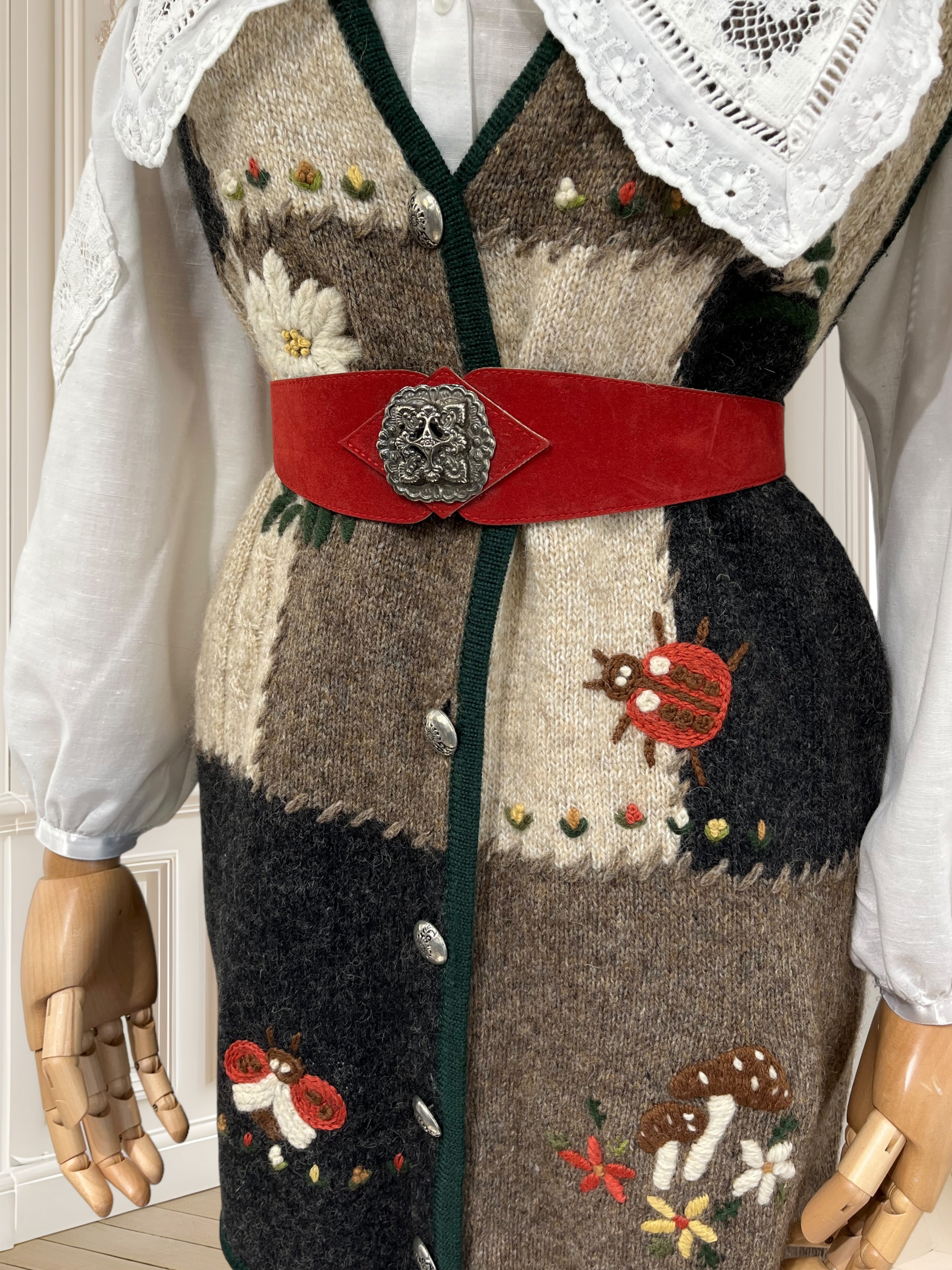 Vestă vintage din mix de lână potrivită pentru L/XL