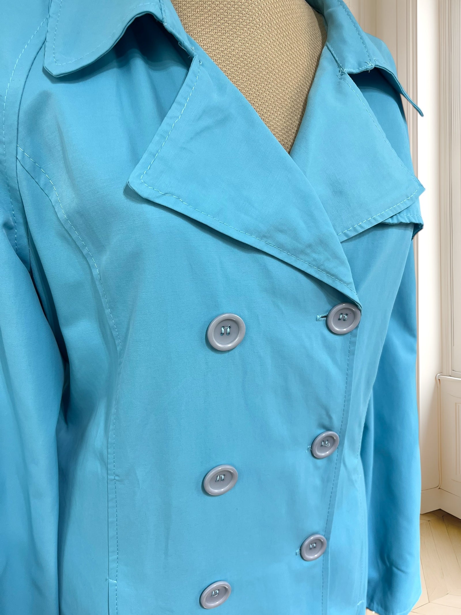 Trench coat turcoaz potrivit pentru M/L