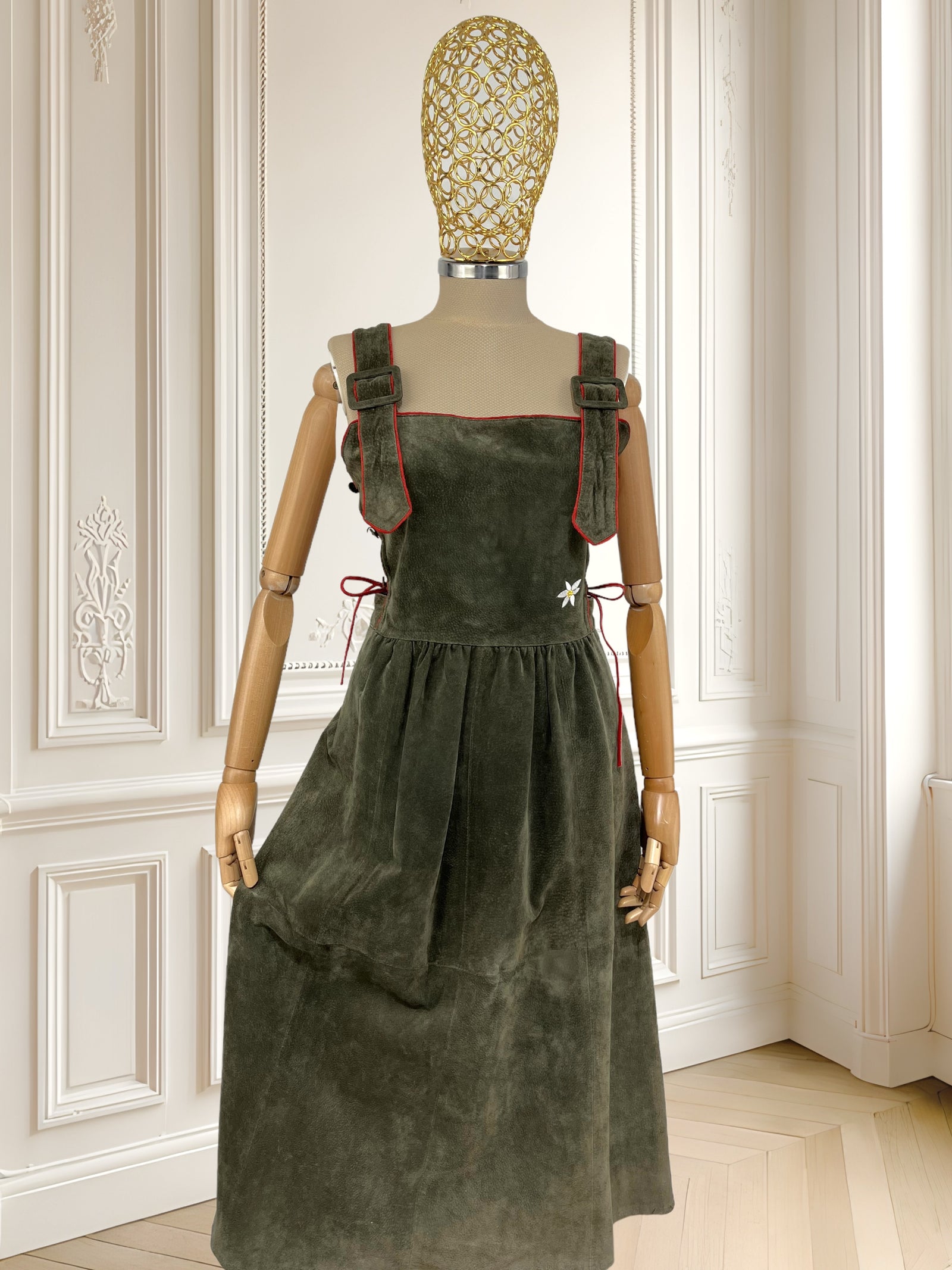 Rochie vintage din piele naturală mărimea M