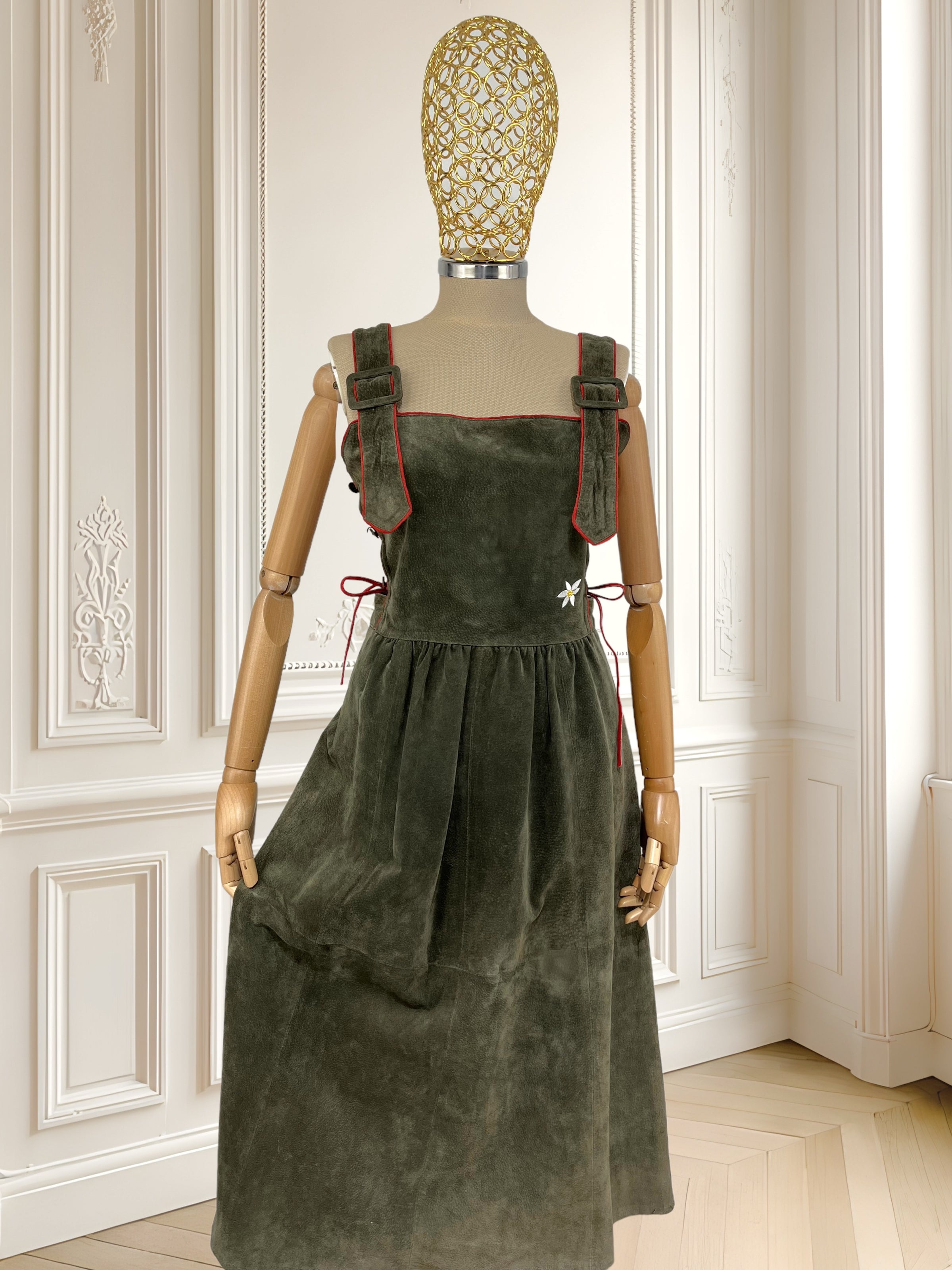 Rochie vintage din piele naturală mărimea M