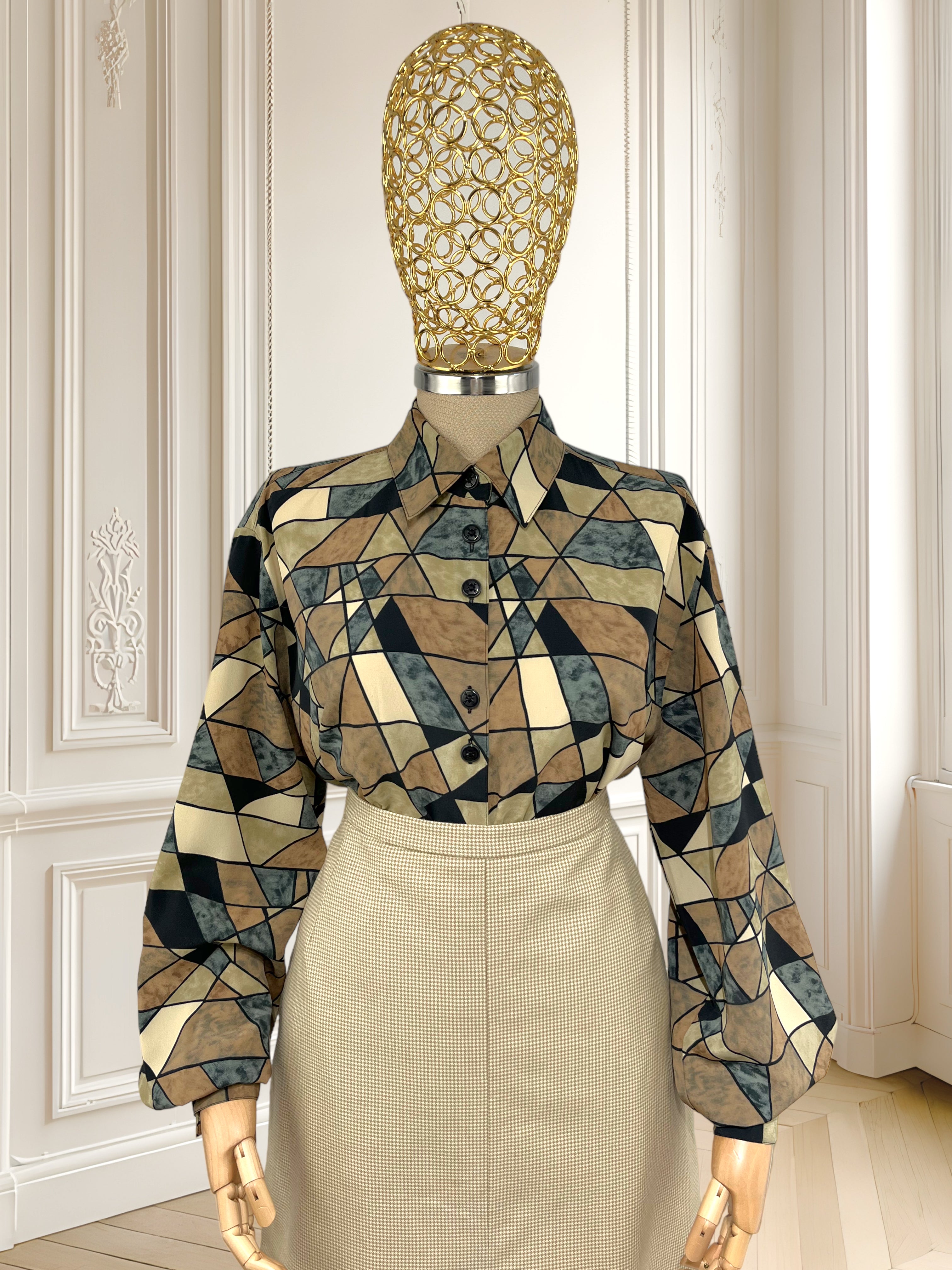 Cămașă cu model geometric potrivită pentru L/XL