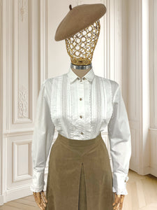 Cămașă vintage albă cu butoni potrivită pentru M/L