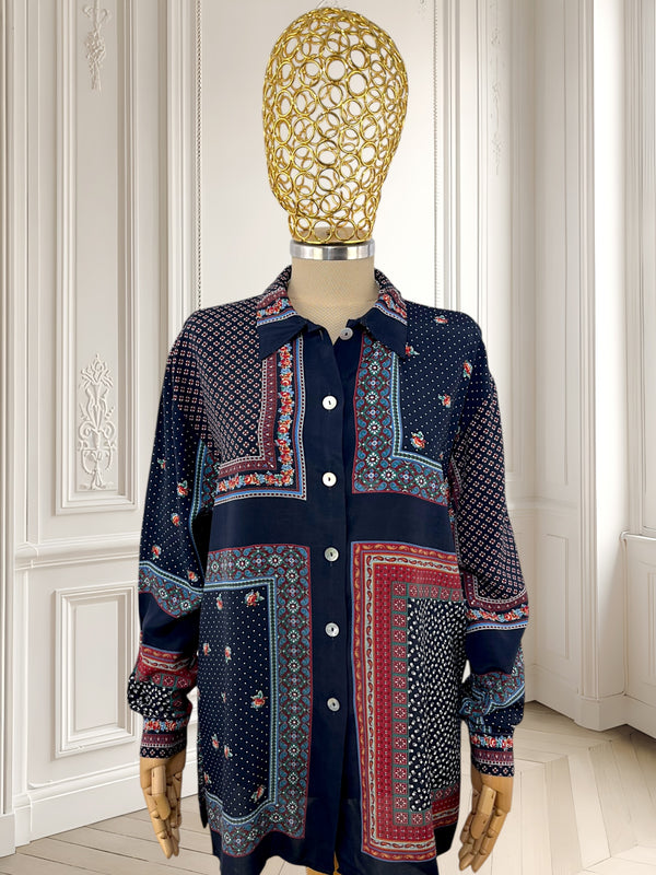 Cămașă vintage din vâscoză potrivită pentru L/XL