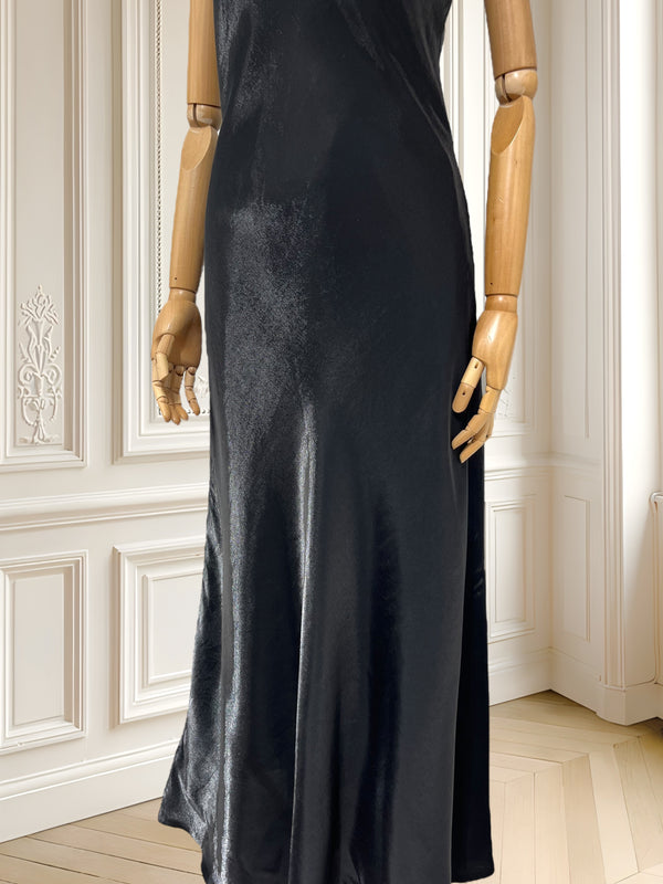 Rochie neagră de seară cu reflexii metalice mărimea S