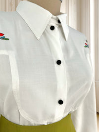 Cămașă vintage cu detalii brodate potrivită pentru L/XL