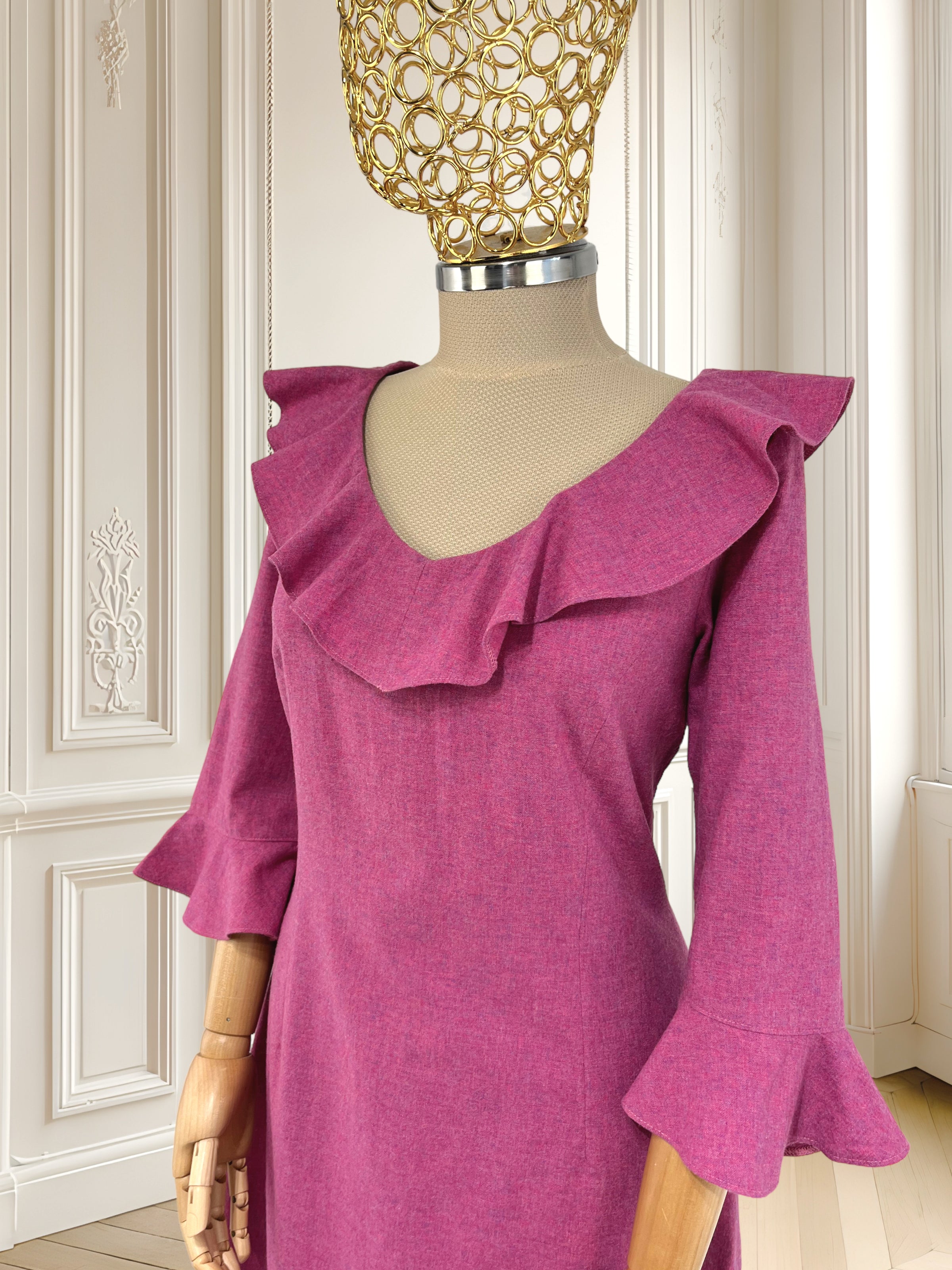 Rochie ciclam din stofă fină de lână mărimea M