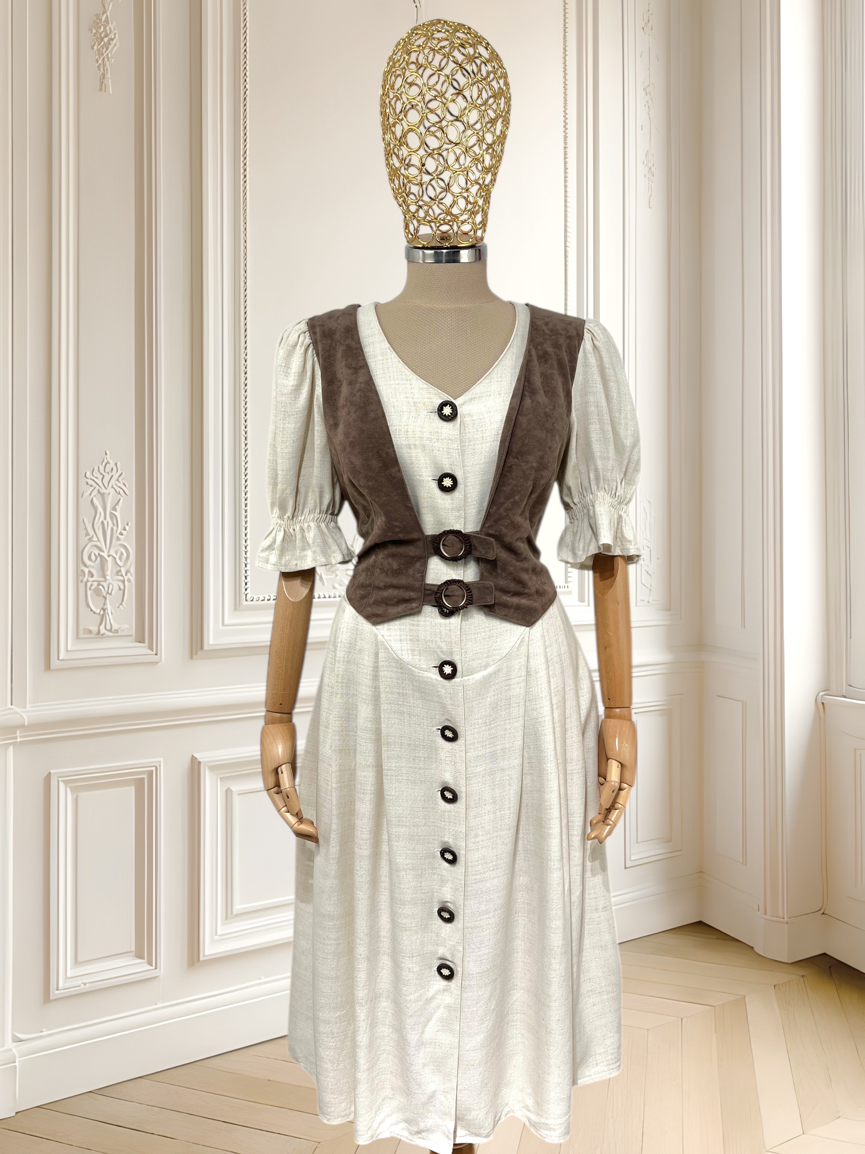 Rochie vintage din amestec de in mărimea L