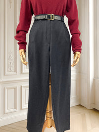 Pantaloni din lână pură cu talie înaltă și pense mărimea L
