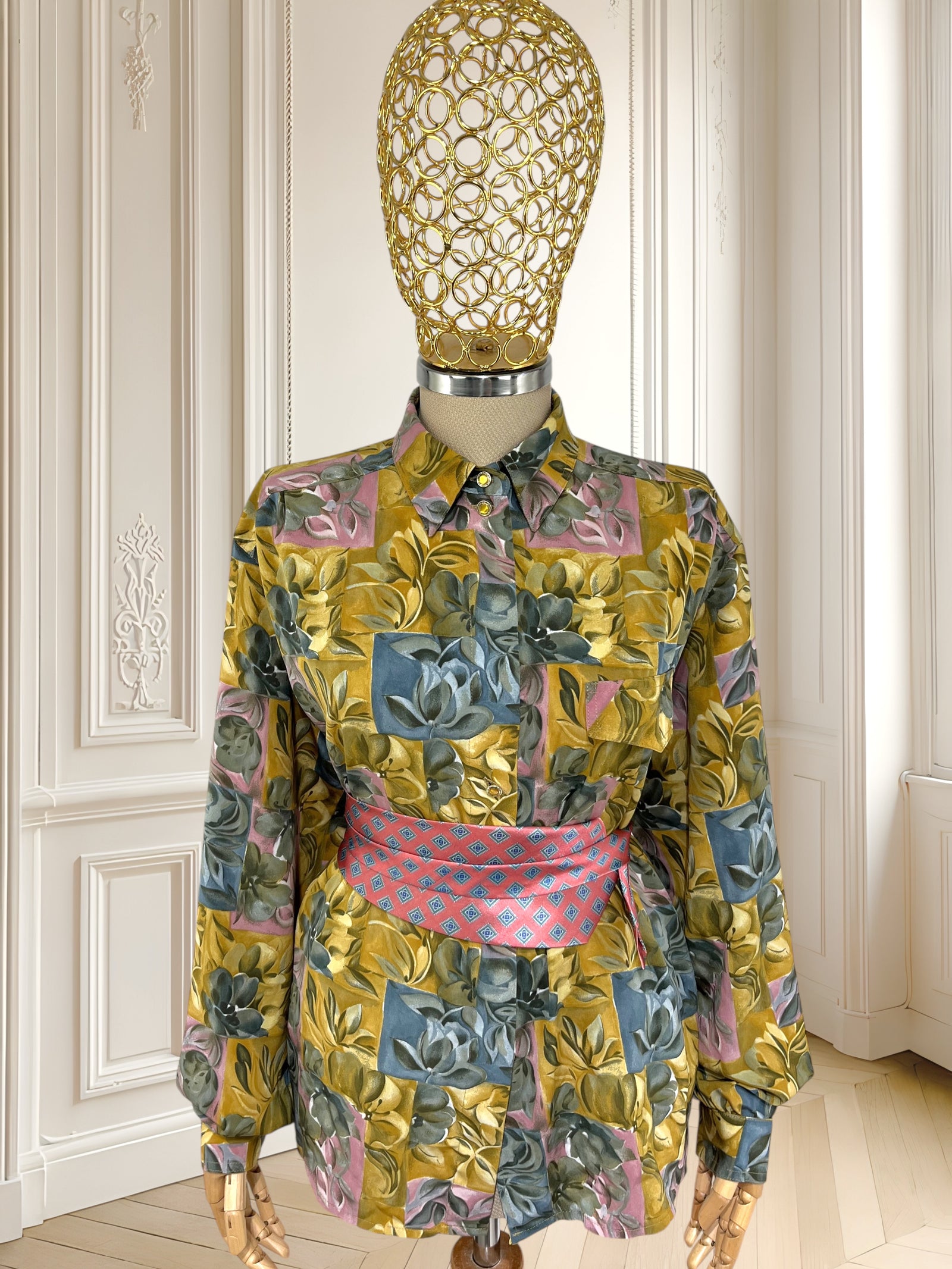 Cămașă vintage cu print floral mărimea XL