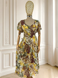 Rochie vintage din pânză fină de vâscoză potrivită pentru M/L