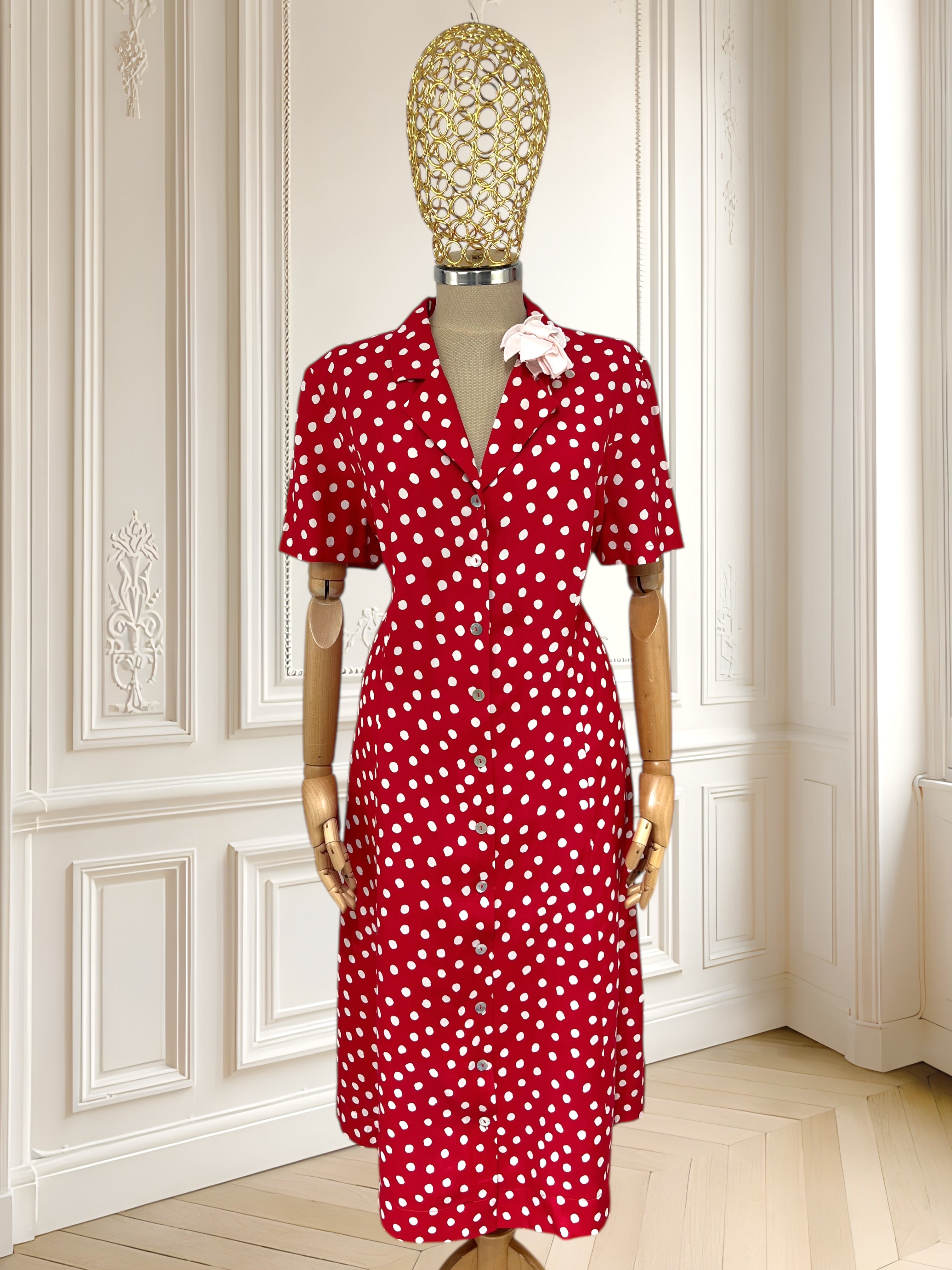 Rochie vintage cu buline potrivită pentru L/XL