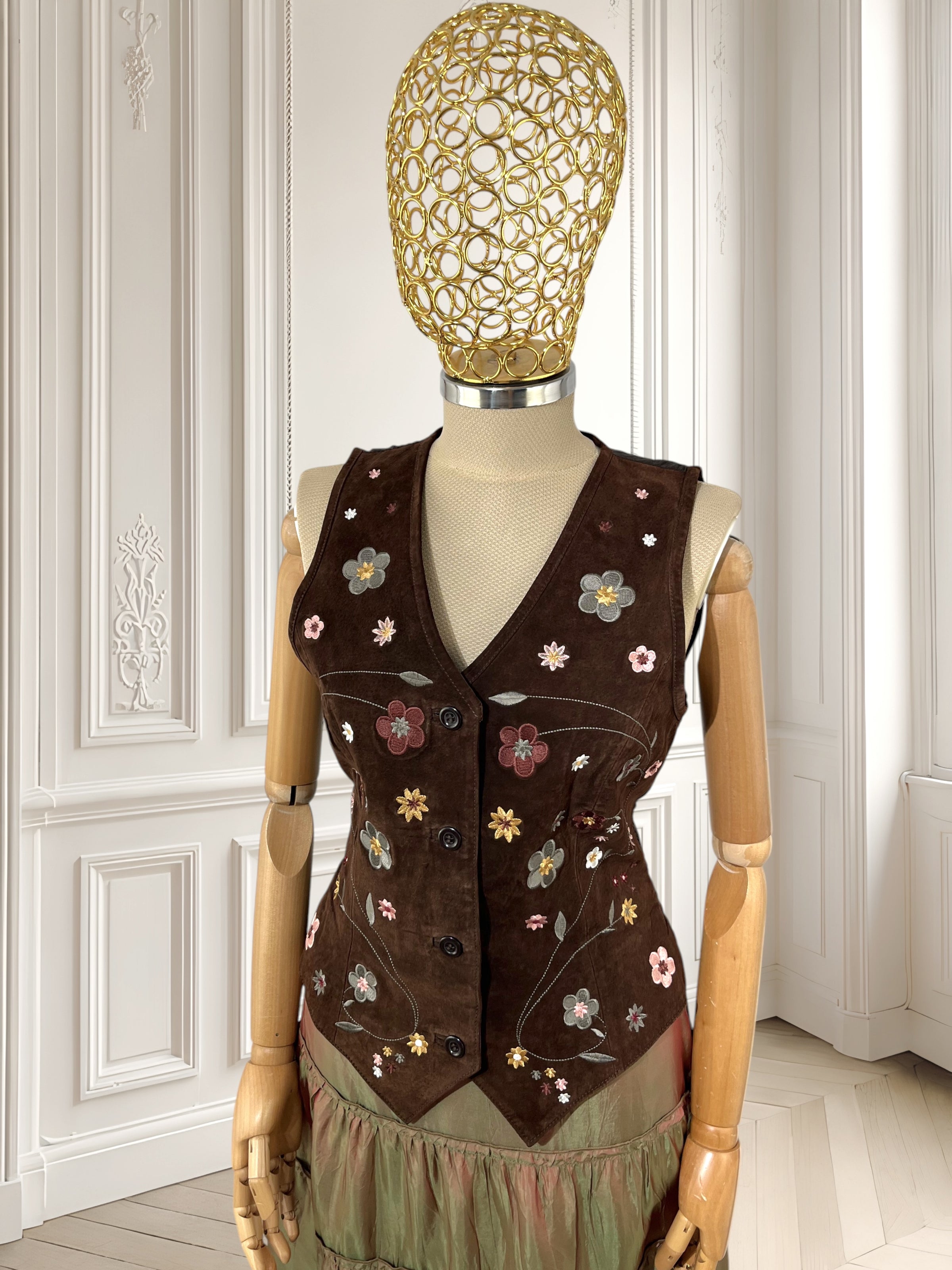 Vestă vintage din piele naturală mărimea S