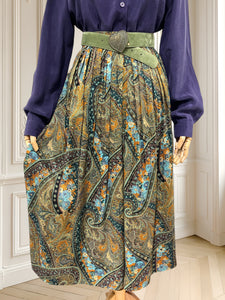 Fustă vintage din vâscoză cu print paisley mărimea M