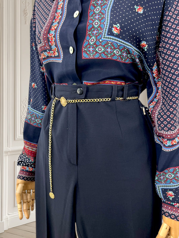 Pantaloni bleumarin din amestec de lână fină mărimea M