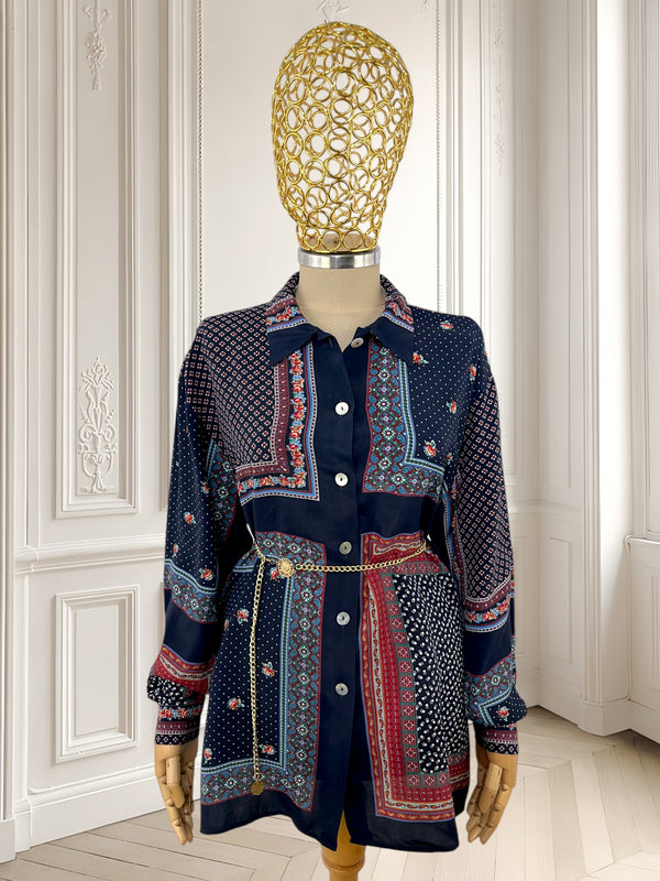 Cămașă vintage din vâscoză potrivită pentru L/XL