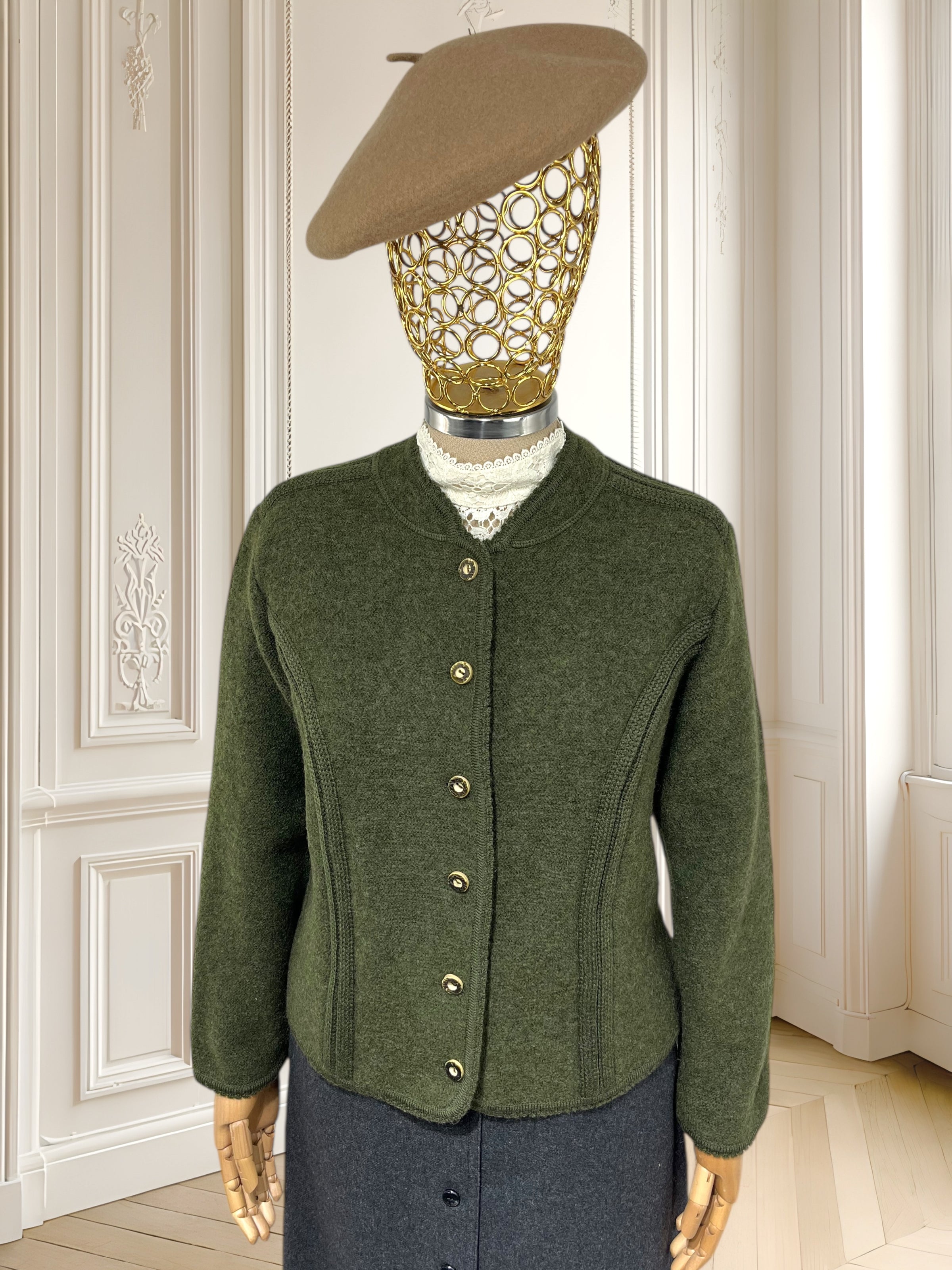 Cardigan vintage din lână pură potrivit pentru M/L