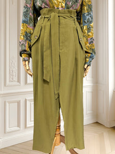 Pantaloni olive din lyocell mărimea S