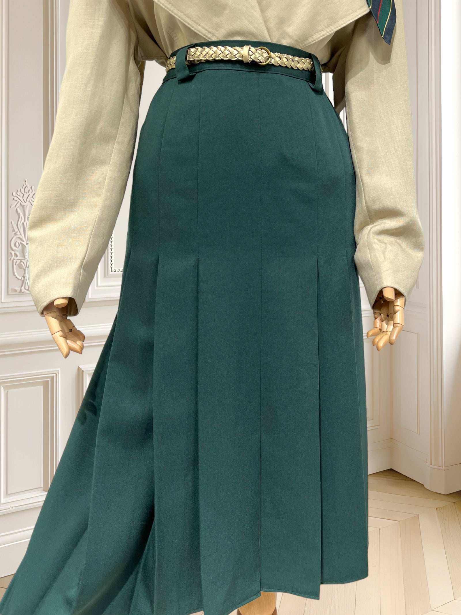 Fustă plisată verde potrivită pentru M/L