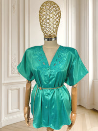 Cămașă vintage din mătase naturală potrivită pentru L/XL