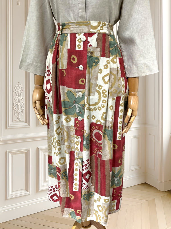 Fustă vintage din vâscoză potrivită pentru L/XL
