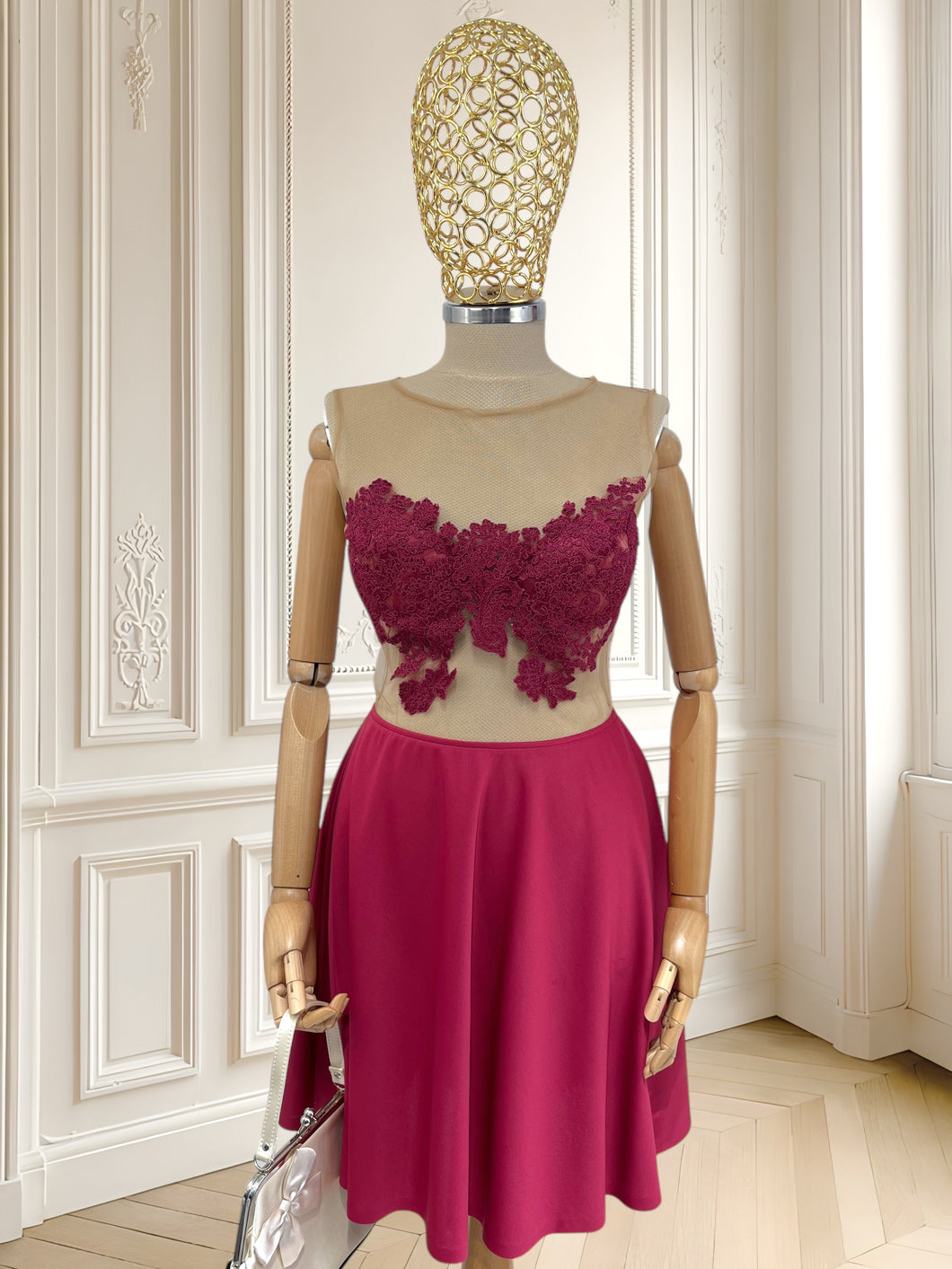 Rochie de gală cu dantelă aplicată potrivită pentru XS/S