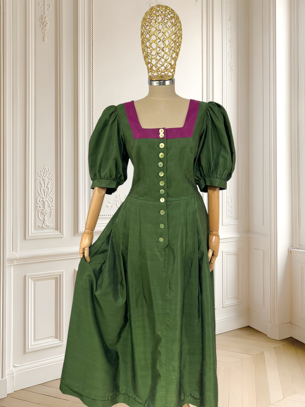Rochie vintage din amestec de mătase mărimea L
